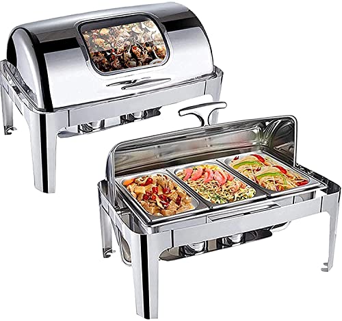ywewsq 9L Edelstahl Chafing Dish in voller Größe mit sichtbarem Fensterrolldeckel, Chafer und Buffetwärmer-Set mit 1/3…