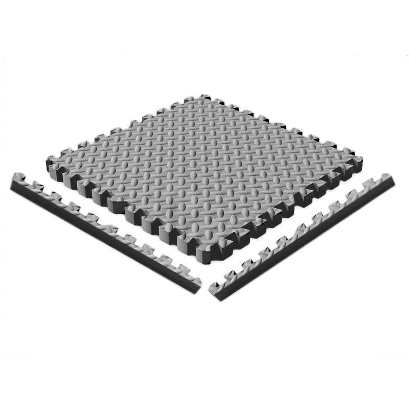 Grande surface de sol puzzle en mousse grise amortissante et lavable