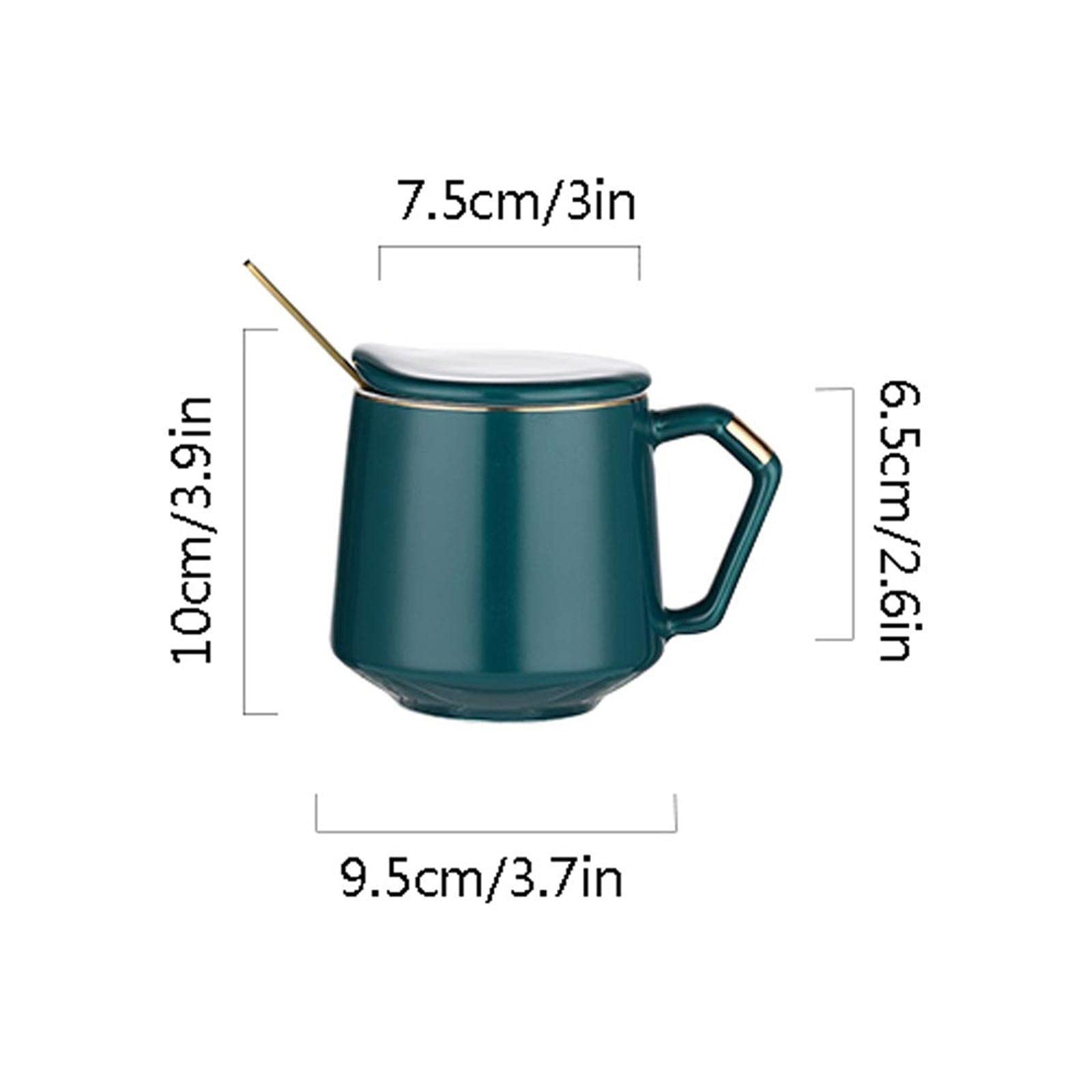 Kubek do kawy, kubek do herbaty Kubek ceramiczny z łyżeczką w pokrywce Kubek na wodę do użytku domowego Ceramiczny kubek do kawy Filiżanka do herbaty 13OZ Zestaw kubków, kubki na gorące kakao (B)