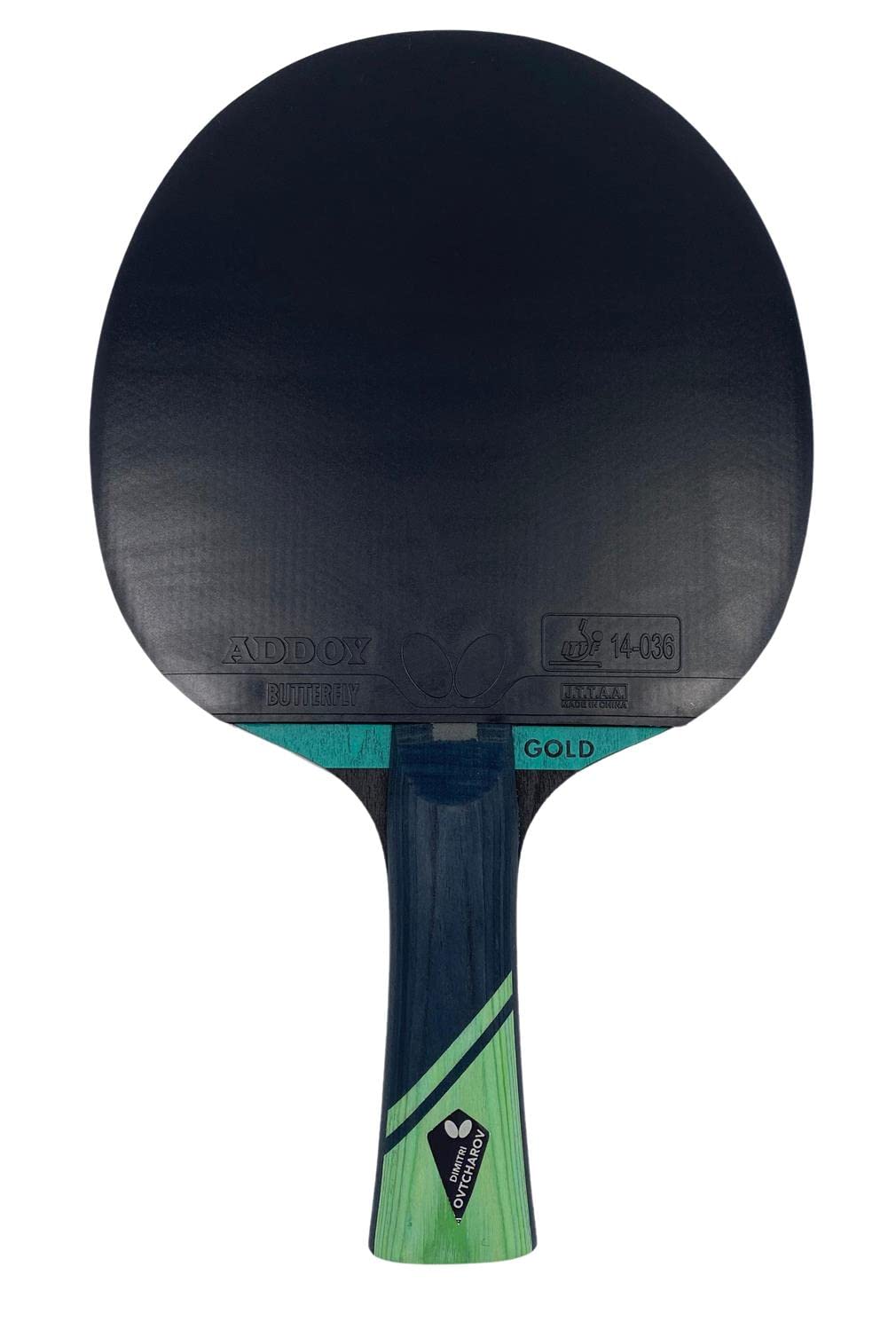 Butterfly® Dimitrij Ovtcharov Gold Tischtennisschläger | Neue Eva-Technologie | ITTF zertifizierter Addoy Belag mit 1,5 mm Schwamm | Tischtennis Racket TT Bat für erfahrene Spieler