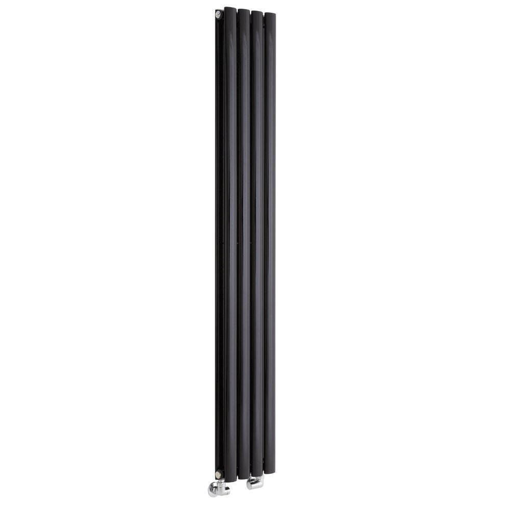 Milano Aruba Black Vertical Double Oval Panel Radiator - 1600mm x 236mm