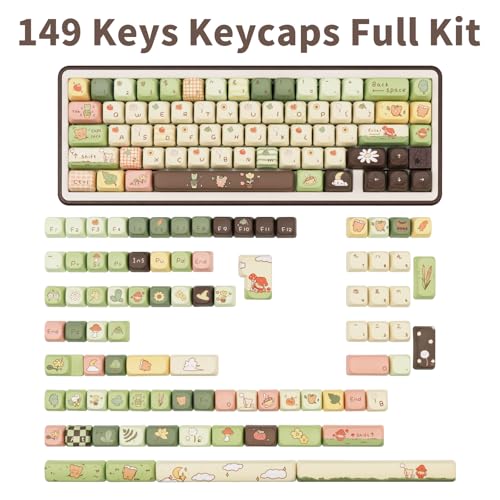 Image of PBT Keycaps Bear Forest Green Cute 149 Keys Key Cap for Cherry MX