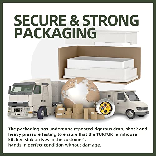 Tuktuk White Farmhouse Sink 36 Inch Fireclay Apron Front Farm Sink Single Bowl Kitchen Sinks Deep Large Capacity Porcelain Ceramic Sink Undermount Luxury Bottom Grid & Strainer Drain Included #TOP7