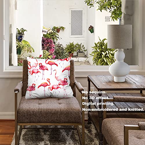 Baonews Watercolor Pink Flamingo Throw Pillow Covers,Tropical Bird Paradise Elegance Cushion Cover Digital Blended Hidden Zipperl Decorative Pillowcases For Hair Skin Square 18X18 In 2 Pcs #TOP1