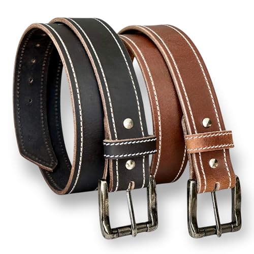 DANIEL'S ARTPLANET Men's Heavy Duty Leather Work Belt Durable Concealed Carry Belt CCW Gun Belt 1.5