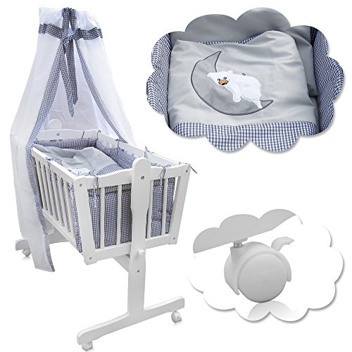 VitaliSpa Babybett, Weiß/Grau, 100 x 54 cm mit Rollen VitaliSpa Babybett, Weiß/Grau, 100 x 54 cm mit Rollen