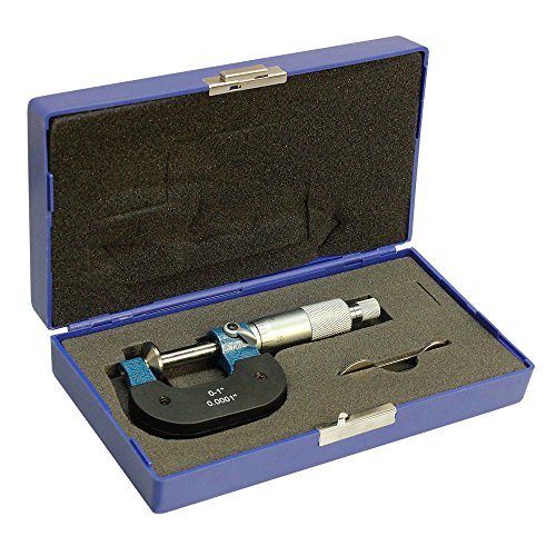 0-1" Precision Disc OD Micrometer Flange Ratchet Stop Spindle Carbide Tip 0.0001" Graduation