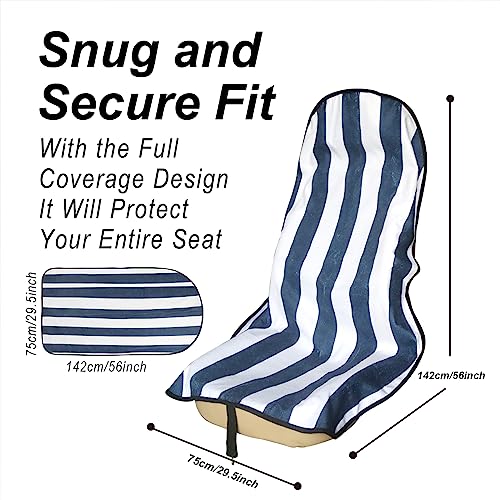 Image of Car Seat Cover Protector Front Seats,for Gym Workout,Running,Swimming,Beach and Hiking,Waterproof Sweat Towel Bucket Seat Covers for Cars SUV Trucks (Blue Stripe, 1Pcs)