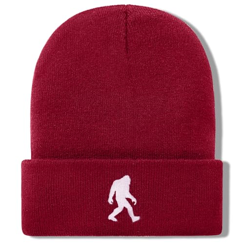 Image of Bigfoot Beanie for Men - Sasquatch Hat Winter Knit Cuffed Beanie for Women - Bigfoot Gifts for Christmas & New Year