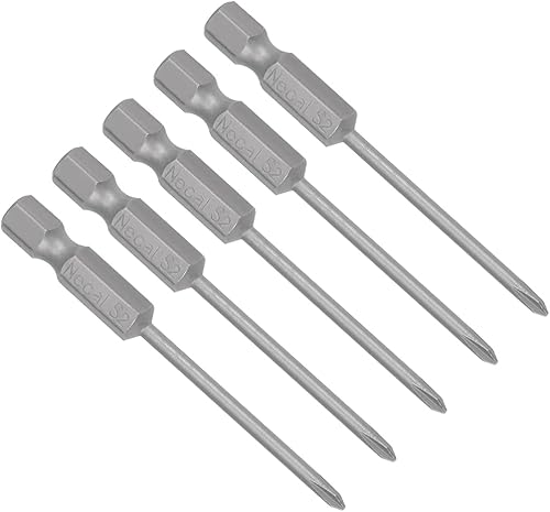 uxcell 5 brocas magnéticas Phillips PH0 de 0.098 in, vástago hexagonal de 14 de pulgada de longitud S2, herramienta eléctrica S2