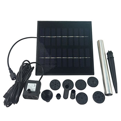 OUNONA Solar Water Pump Outdoor Watering Submersible Water Fountain for Pond Pool Aquarium Fountains Spout Garden Patio 1.8 W
