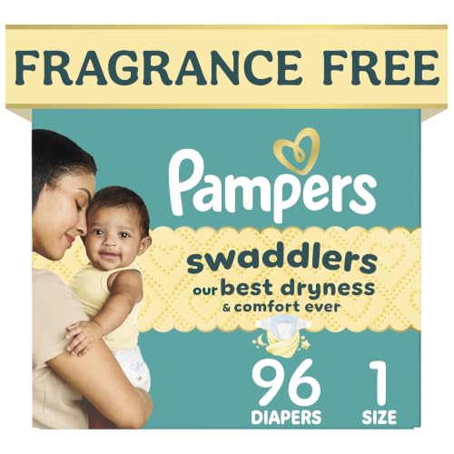 Image of Pampers Swaddlers Diapers, Size 1 (8-14 lbs), 96 Count, Fragrance Free, Hypoallergenic, Absorbent, Pediatrician Recommended, Skin Safe