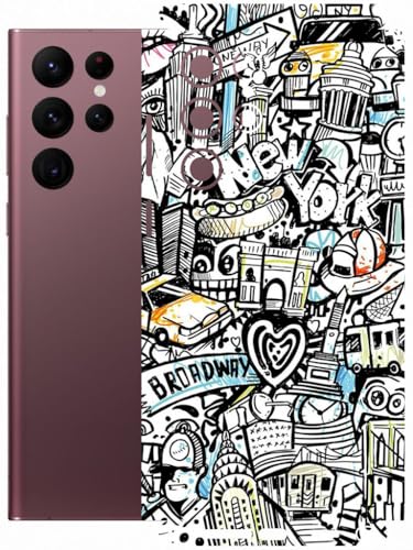 Image of AtOdds - Full Body Back Screen Guard Protector Film - Lamination Wrap Skin Sticker Compatible with Samsung Galaxy S22 Ultra | Scratchproof Matte Finish (Graffiti 26)