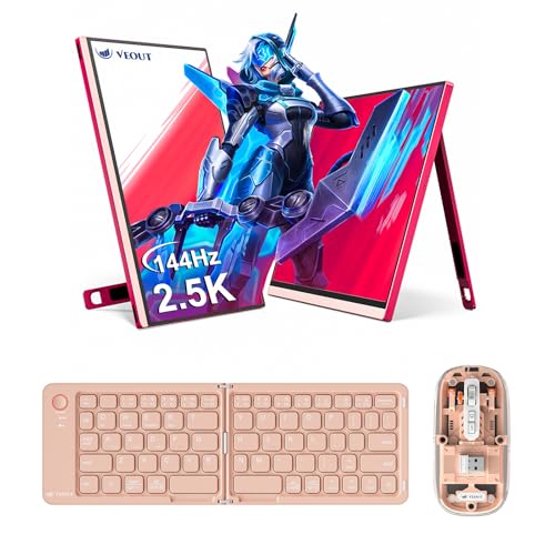 Image of Veout 2.5K /144Hz Gaming Monitor with Bluetooth Mouse & Foldable Keyboard 16-inch Portable Monitor