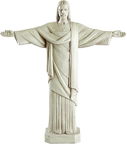 Estatua de jardín para interiores y exteriores, escultura católica de 24.5 pulgadas de alto, piedra de resina Cristo Redentor