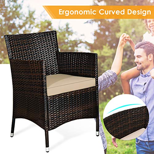 image for Costway 4 Pieces Outdoor Patio Furniture Set, PE Rattan Wicker Convers