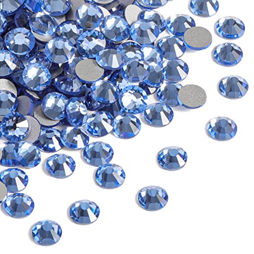 Image of Beadsland 2880pcs Flat Back Crystal Rhinestones Round Gems for Nail Art and Craft Glue Fix,Light Blue,SS10,2.7-2.9mm | Flatback Glass Gems, 2.7-2.9mm, for Nail Art Craft, Glue Fix,Light Sapphire
