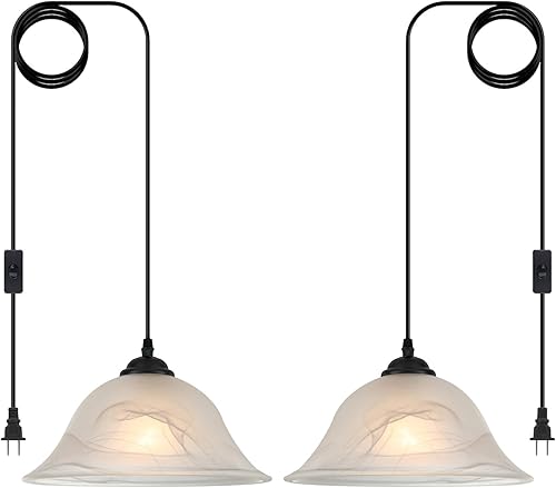 Miniatura 11 de Luces Colgantes de Cocina Sobre la Isla, Lámpara Colgante de Alabastro de 11.8 Pulgadas con Vidrio Esmerilado, Luces Colgantes de Cocina de Vidrio 1