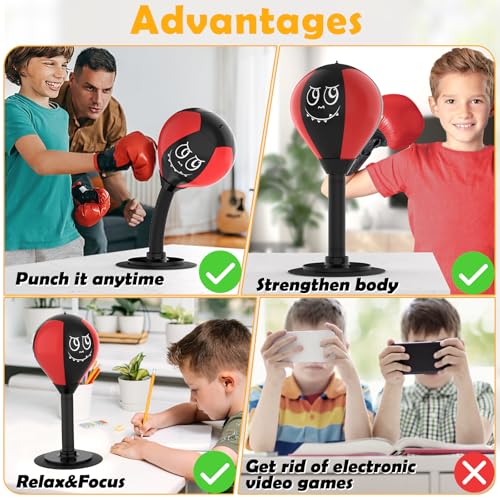 SVANE Starke Saugkraft Desktop-Schlagball - Stressabbau Boxball mit verbessertem langlebigem Feder, sicherer Büro- und Heimspielzeuggeschenk für Kinder, Freunde und Kollegen (Rot)