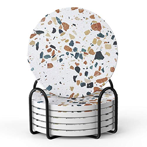 Posavasos Set de 6, Posavasos Absorbentes con Soporte, Evita que