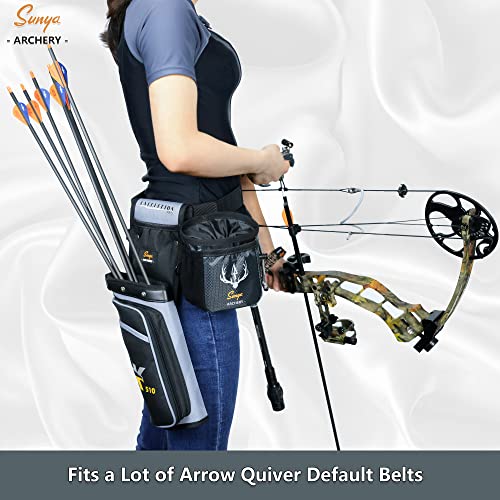 Sunya Archery Bow Release Pouch | Finger Tab Bag, Multiple Pockets For Archery Aids Accessories, Fit For Arrow Quiver Belt With Quick Drawstring Closure (Dark Grey) #TOP4