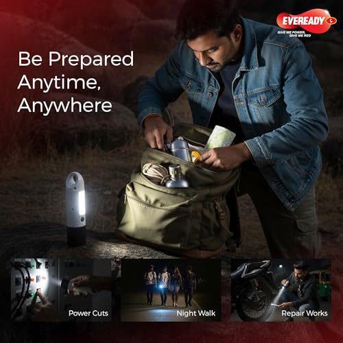 Image of Eveready DL110 Twyster, Rechargeable Emergency 1.2W Flashlight Cum 0.8W Sidelight, Variable Focus & Fidget Loop Grip, USB Type-C Fast Charging, Durable ABS Body, Powered Li-on Battery
