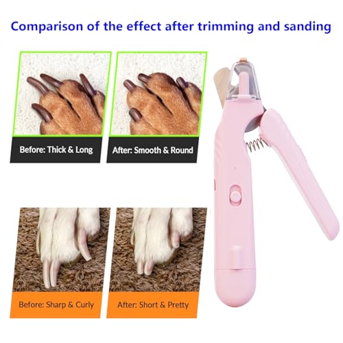 Cat nail grinders & clipper, dog grinder clippers trimmers, for dogs electric best indoor cats painless claw care nails with guard light, quiet grooming led pet cutter, small rechargeable (Pink) - Thumbnail 5
