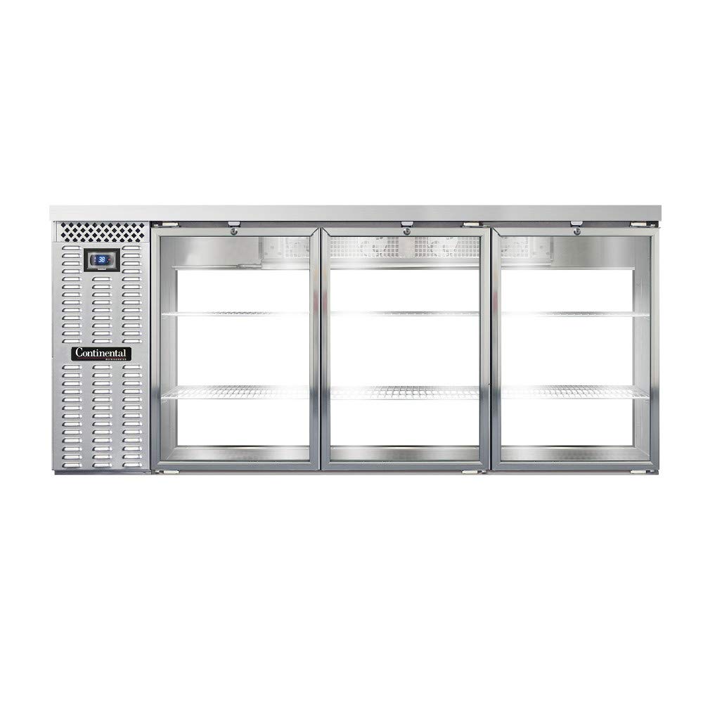BBC79S-SS-GD-PT Three Section Glass Door Refrigerated Pass-Thru Back Bar Cooler by Continental Refrigerator – 22.0 cubic_feet