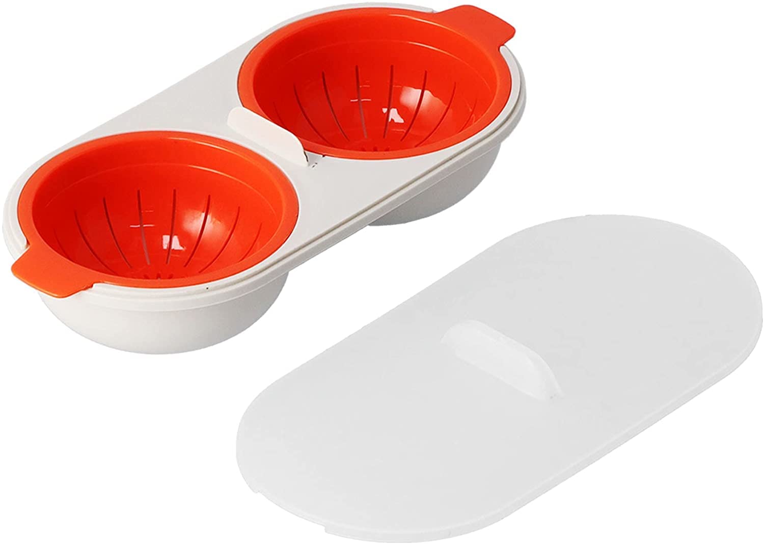 RASTVI Microwave Egg Maker, Egg Cooker Food Grade PP Removable Drain Basket Egg Cooker for Microwave Boiled Eggs (Pack of 1) (Red)