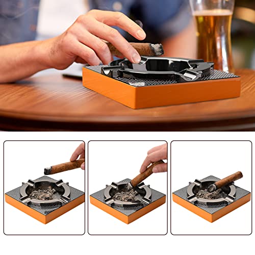 OILP Cigar Ashtray Metal Outdoor Cigar Cigarette Ashtray for Outside Patio/Home Decor Modern Table Cigar Ashtrays,Cigar Ash tray Accessories Gifts for Men-(Square,Alloy) - Image 5