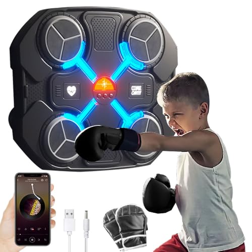 Image of Music Boxing Machine Kids, Smart Music Boxing Machine with Boxing Gloves,Musical Boxing Machine with Bluetooth,3-Level Speed,USB Charging,Boxing Machine Wall Mounted for Children Home Exercises