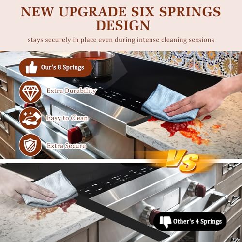 Image of 2 Pack Expandable Stainless Steel Stove Gap Covers (13.8 inch-27.6 inch), Retractable Fill the Gap Between Stove & Counter Top with Heat Resistant Range Trim & Guard, Slide-in Seamless Kitchen Accessory Kit