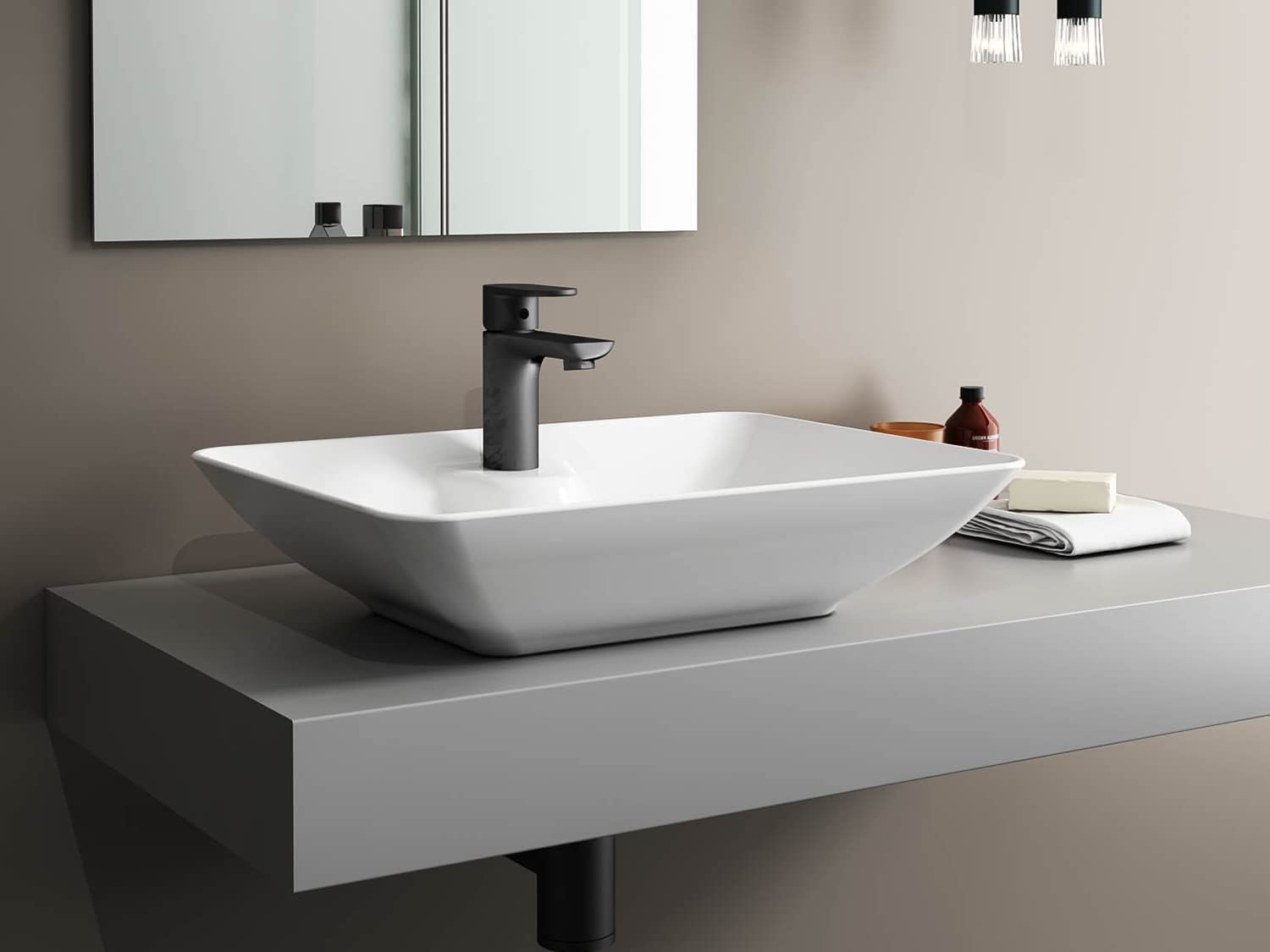 Aqua Bagno Lavabo design autonome, lavabo à poser | Lavabo en céramique, lavabo sans trop-plein | 53 cm