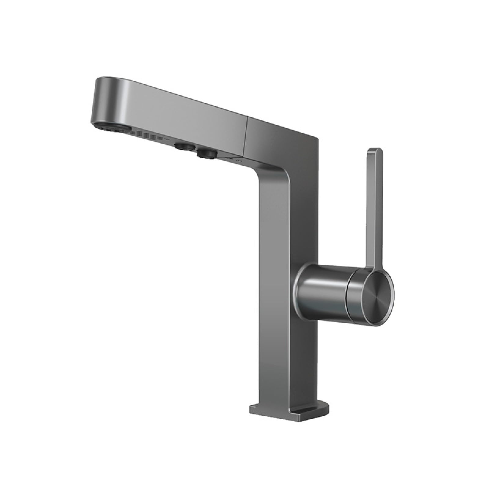 All-Copper Intelligent Pull-Out Digital Hot and Cold Water Faucet, Gun Gray