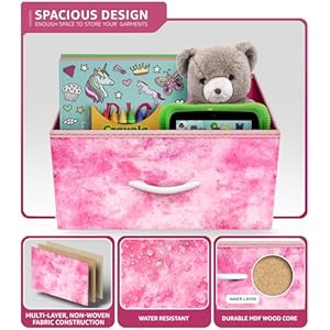 Sorbus fabric dresser for kids bedroom chest of 5 drawers tall storage tower clothing organizer for closet for playroom for nursery steel frame fabric bins wood handle tie dye pink  urban country home decor