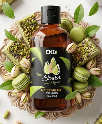 Enzo Liquid Stevia Drops Our Zero Calories Sweetener (8oz - 1600 Servings/Bottle) - Pistachio - All Natural flavoring with No Artificial Additives &amp; Filler Ingredient