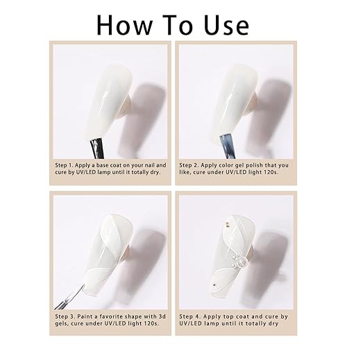 Miniatura 5 de Gel sólido para esculpir uñas 3D para arte de uñas, gel de arte de uñas 3D multifuncional para uñas salón hogar bricolaje (blanco)