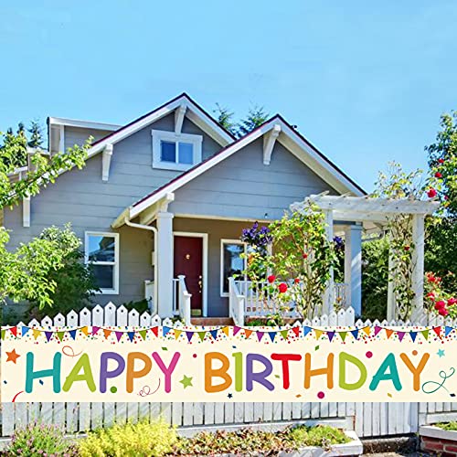 BUDICOOL Colorful Happy Birthday Banner,Large 118" x 19.7" Happy Birthday Yard Sign for Happy Birthday Decorations,Yard Outdoor Decorations