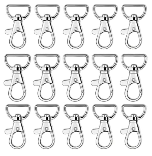 Image of Lobster Claw Clasps | D Ring - 360 Swivel Lanyards Trigger Snap Hooks Lanyard | Keychain Bag Strap | ID Card | DIY Crafts - Silver (Pack of 15 Pcs)