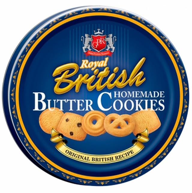 GPR Royal British Butter Cookies, Original British Recipe Light, Crunchy, Buttery Cookies Made With Natural iIngredients 114 Grams (UK)