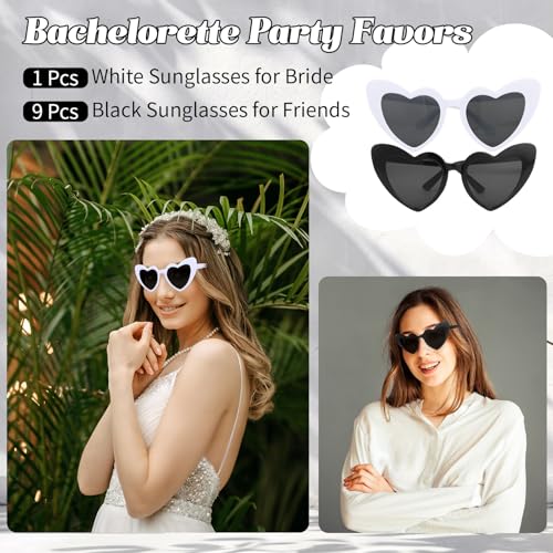 10 PCS Heart Sunglasses Bachelorette Sunglasses for Women Bachelorette Party Accessories Brides and Bridesmaids Gift4