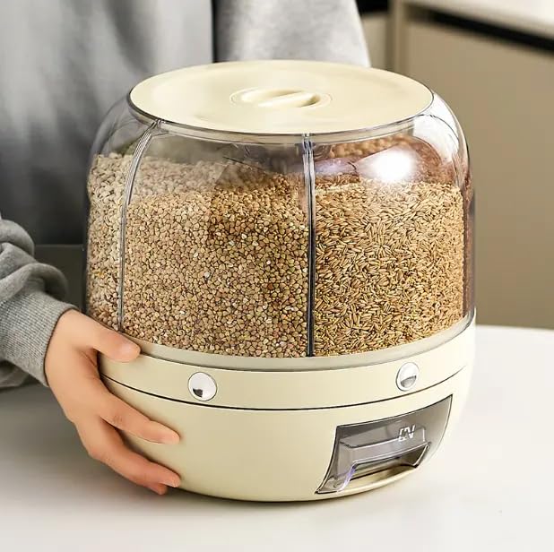 Image of Gvnd Rice & Dry Food Round Dispenser, Kitchen Organizer, Cereal Grain Container for Home, Cereal Transparent Bucket, Storage Box, Beans Clear Cans, Gift for Women (Style-5)