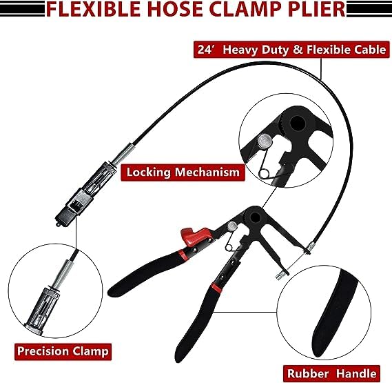 Thsakzo Pack of 9 Hose Clamp Pliers, Car Flexible Wire Hose Clamp Pliers with Long Reach for Fuel Oil Water Coolant Hose Pipe Clamps - Image 3