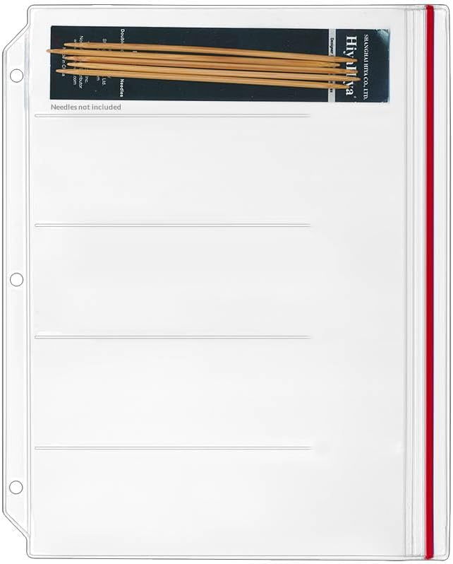 StoreSMART Binder Page for Double Point Needles - Holds 5 Needles per Page - 25-Pack - DP600-5-25