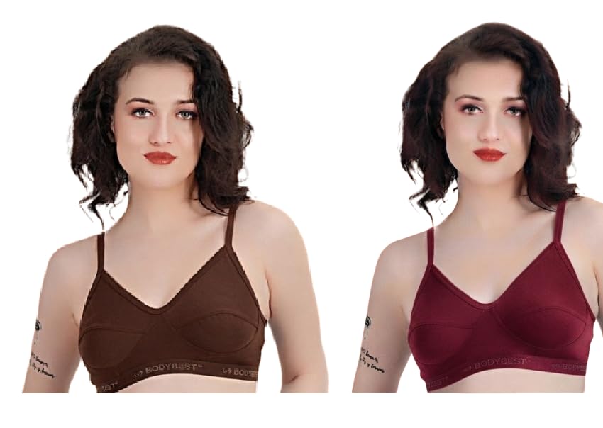 Women's Cotton Stretch Sports Bra | Non-Padded | Wire-Free | Slip-On Design | Non-Adjustable Straps | No Back Hook | Everyday Comfort Bra Combo Pack-picture-10