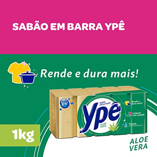 Sabão Em Barra Aloe E Vera Perfumado 1Kg, Ypê, Bege