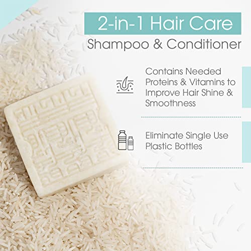 Thrivosh Rice Water For Hair Growth Shampoo Bar – 2 In 1 Hair Care Shampoo And Hair Conditioner Bar – Ph Balanced Vegan Friendly Natural Shampoo For All Hair Types – Anti-Loss And Repairing 100G #TOP1