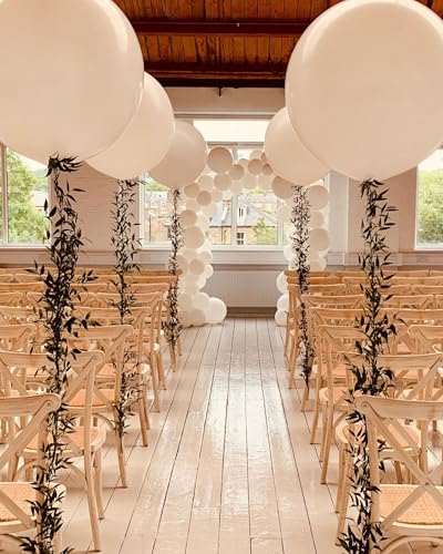 Image of 36 Inch White Balloons - 9Pcs Giant White Balloons Jumbo Large Thick Big White Latex Balloons for Birthday Baby Shower Wedding Graduation Photo Shoot Christmas Themed Party Decorations