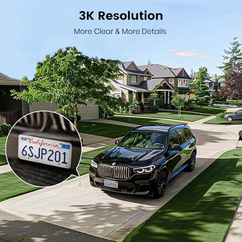 AOSU 3K Wired Security Camera Outdoor - Smart 24/7 Recording WiFi Camera for Home Security w/Sound Light Alerts, AI Surveillance, 360° View, Auto-Tracking, No Monthly Fee Cameras (2.4Ghz WiFi Only)
