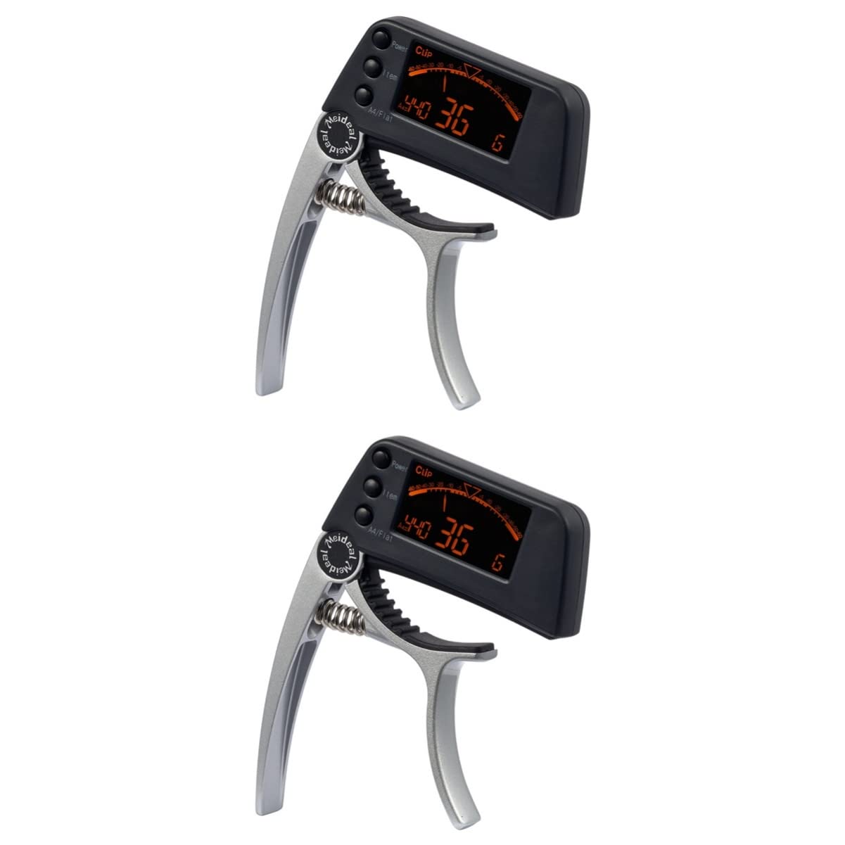 2St Stimmgerät für E-Gitarre Gitarren-Kapodaster elektrisch Bassgitarre Bass-Tuner Kapodaster für Gitarren stimmgerät für akustische gitarre Clip-on-Gitarren-Tuner Silver Hoement